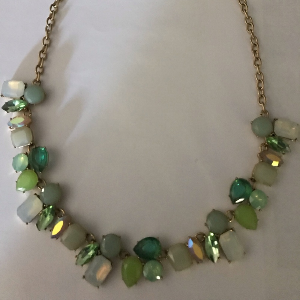 J crew green jeweled statement necklace